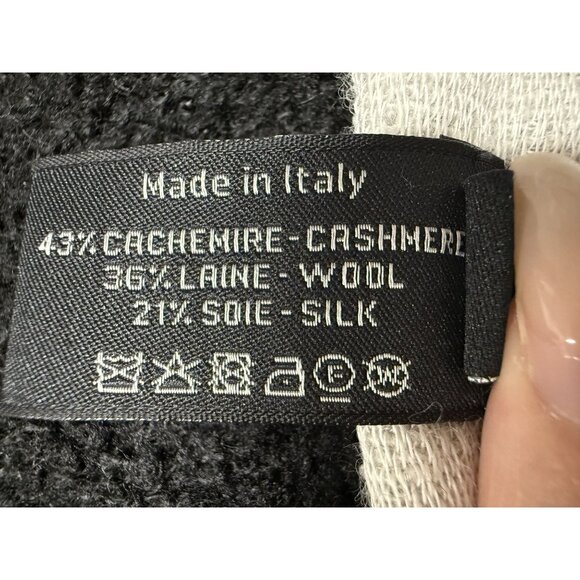 Chanel Gray Multicolor Logo Pattern Scarf 43% Cashmere 36% Wool 21% Silk Made In - Picture 6 of 16